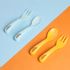 [I-BYEOL Friends]  Baby Self-Spoon and Fork, Mint _ Toddler and Kids, Toddler Utensils, Microwave Dishwasher Safe, BPA Free _ Made in KOREA